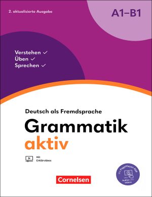 چاپ سیاه سفید ویرایش جدید کتاب گراماتیک اکتیو زبان آلمانی Grammatik aktiv A1B1 + DVD
